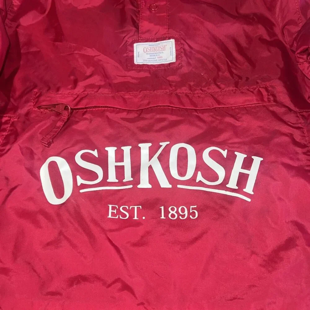 Oshkosh Hooded Pullover Rain Windbreaker Red Boys 6/7